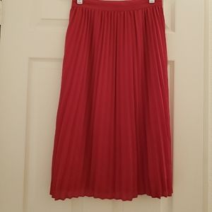 A New Day Red Pleated Midi Skirt size XS